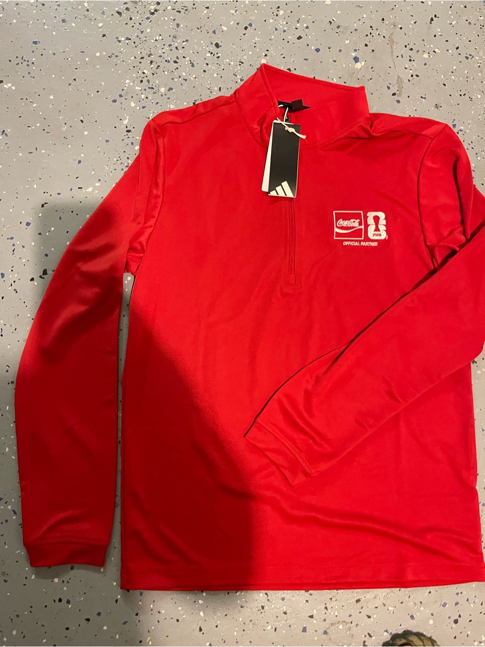Adidas Red Long-Sleeve Quarter Zip Top featuring Coca-Cola/ FIFA